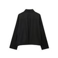 thumbnail image 3 of XPMWRP Women's Solid Color Zipper Lightweight Jacket Casual Lapel Collar Long Sleeve Windbreaker Streetwear Coat with Pockets Black L, 3 of 3