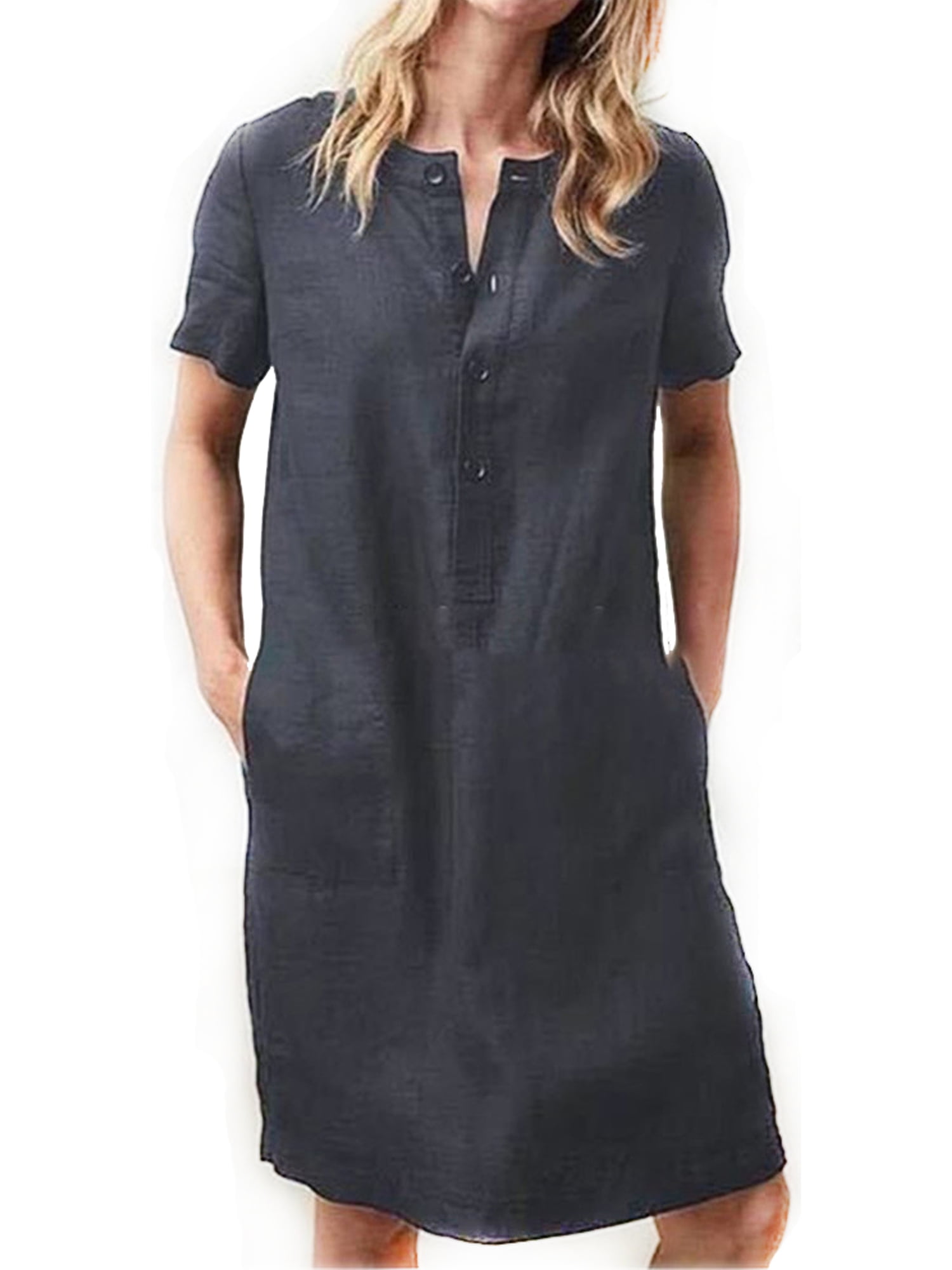 plus size cotton dress with pockets