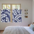 thumbnail image 4 of Indigo Leaves Tier Curtains 54 Inch Length, Farmhouse Botanical Leaf Branch Vintage Modern Cafe Curtains for Bathroom Over Sink, Small Kitchen Curtain Light Filtering Drapes 2 Panels 27.5"Wx54"L, 4 of 9