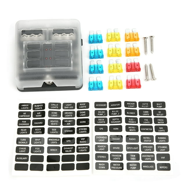 Caja de fusibles de 6 vías para coche, barco, hoja de distribución de energía, portafusibles, Panel de bloque, 12V-32V,Caja de fusibles Caja de fusibles Portafusibles Hoja Bloque de fusibles Fusible d Higoodz Accesorio de coche
