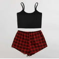 thumbnail image 4 of Edvintorg Women's Sleepwear Clearance Fashion Women Cami Pajama Set Solid Cami Top And Plaid Shorts Sleepwear Loungewear Pajamas For Women Set, 4 of 7