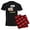 With Red Plaid Pant, variant on - Surfing Santa Pajamas - Men's Dark Loose Fit Cotton Pajama Set