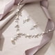 thumbnail image 4 of Juego de joyas de boda para mujer, circonita cúbica blanca, perlas florales, vides nupciales, 4 of 4