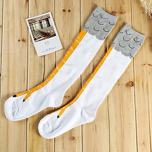 Seyurigaoka Seyurigaoka Funny 3D Chicken High Socks Cartoon Animals Thigh Stockings Creative Womens Mens