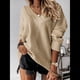 thumbnail image 4 of Suéter Holgado de Mujer, Cuello en V, Larga, Blusa Informal para Otoño e Invierno. Caqui L, 4 of 8
