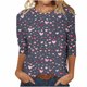 thumbnail image 1 of Camisetas de Manga Corta para las Mujeres Retro Cuello Redondo Pascua Impreso Suelto Top, Ligero Poliéster 3/4 Camiseta de Manga para el Desgaste Casual, Diario Y de Primavera, 1 of 4