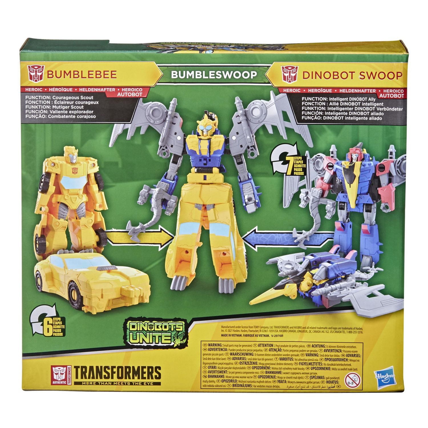 Transformers Bumblebee Cyberverse Adventures Dinobots Unite, pack de 2 figurines Dino Combiners Bumbleswoop, à partir de 6 ans, 11 cm