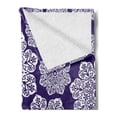 thumbnail image 2 of Navy Blue Soft Flannel Fleece Throw Blanket, Floral Lace Graphic Print Snowflake Themed Pattern Ornate Circle Batik Texture, Cozy Plush for Indoor and Outdoor Use, 50" x 60", Blue White, by Ambesonne, 2 of 5