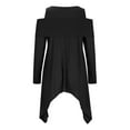 thumbnail image 4 of Jewelreauty Womens Cold Shoulder Tops Round Neck Long Sleeve Asymmetrical Hem T-Shirts Casual Outdoor Shirts (XL, Black), 4 of 5