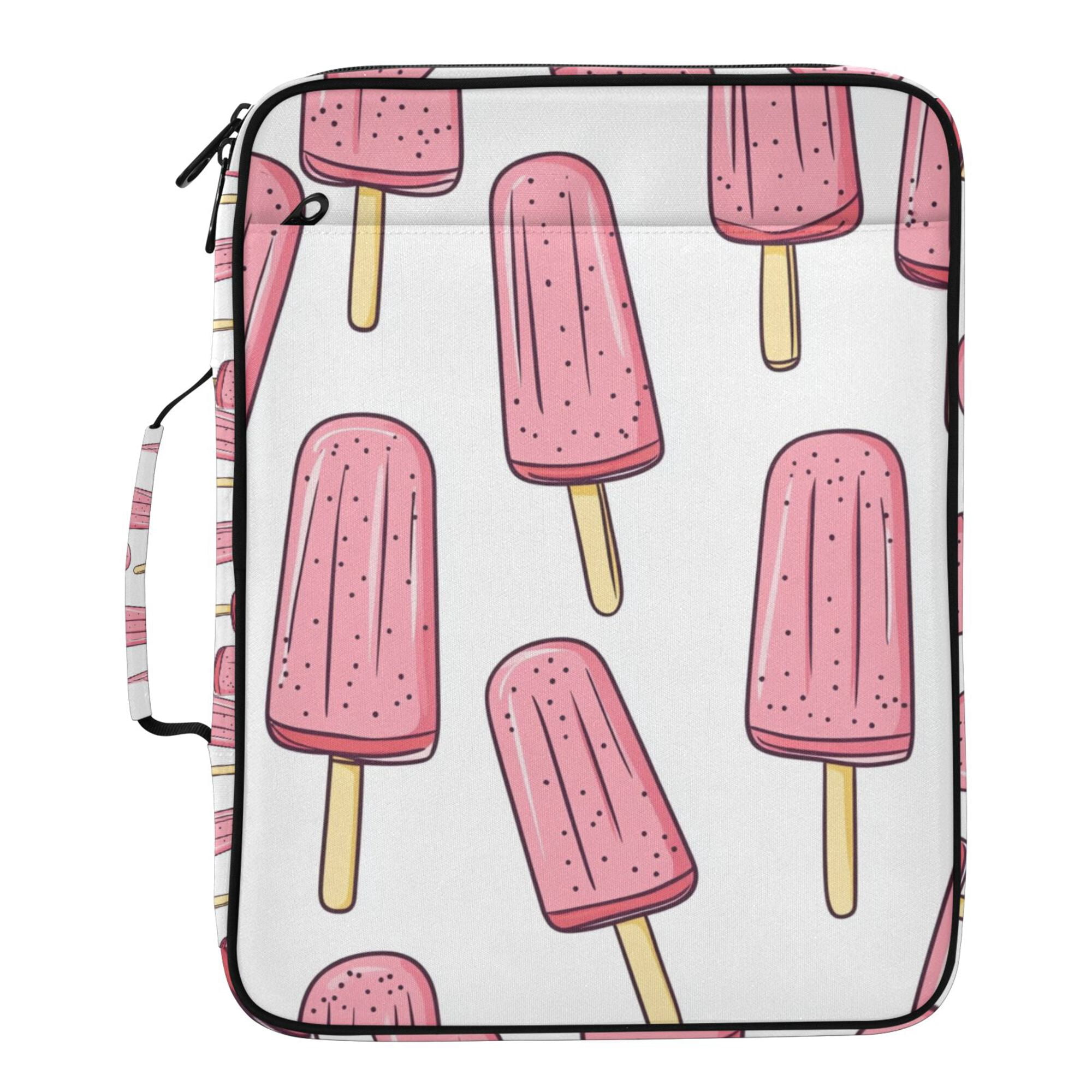 FORMRS Accordion File Folder A4 Size 7-Pocket Expanding Document Organizer Bag with 3 Ring Binder, Pink Ice Cream