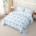 thumbnail image 3 of Erosebridal Light Blue Bow Flower Star Bed Spread Queen, Cute Floral Print Queen Coverlet Set for Girls, 3 Pieces, 3 of 7