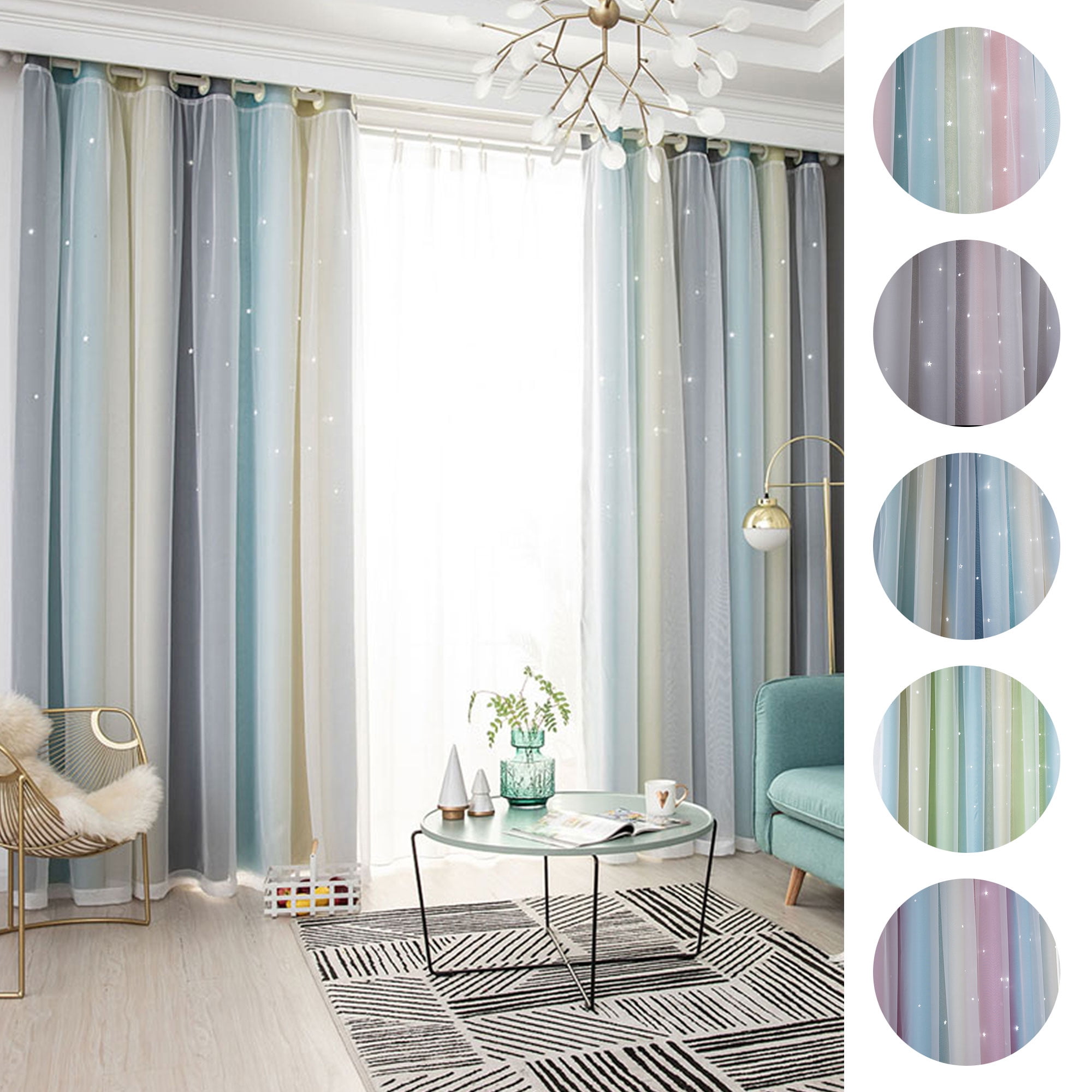 1Pcs Solid Blackout Cloth Curtains Eyelet Ready Made Window Drapes 100x250cm 