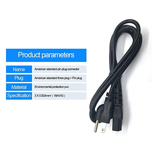 NAHAO AC Power Cable Cord Compatible with Vizio/Sharp/Sanyo/Emerson LED TV; Brother Sewing Machine STAR120E XL3000 XR-9000 STAR130E XR1300 XR-4000 SQ-9000 XR1355 XR-9500PRW STAR140E XR-7700 