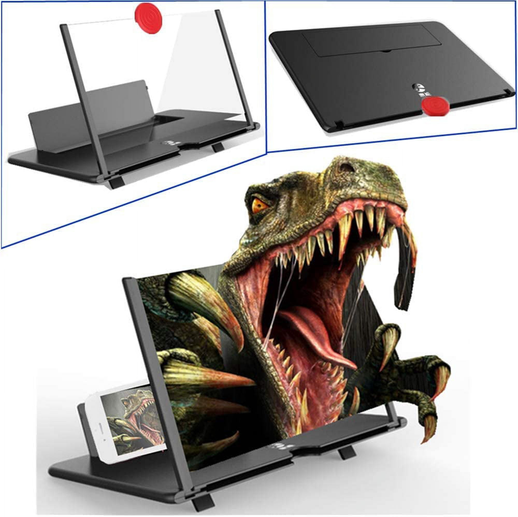 3D HD Screen Magnifier Amplifier Projector for Movies, Videos,and Gaming. Foldable Mobile Phone Holder with Magnifier,Supports All Smartphones(Black)