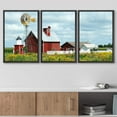 thumbnail image 3 of wall26 - 3 Piece Framed Canvas Wall Art - Beautiful Scenery of Windmill, Barn, Sheds and Fence on a Cloudy Day - Modern Home Art Stretched and Framed Ready to Hang - 24"x36"x3 Black, 3 of 5