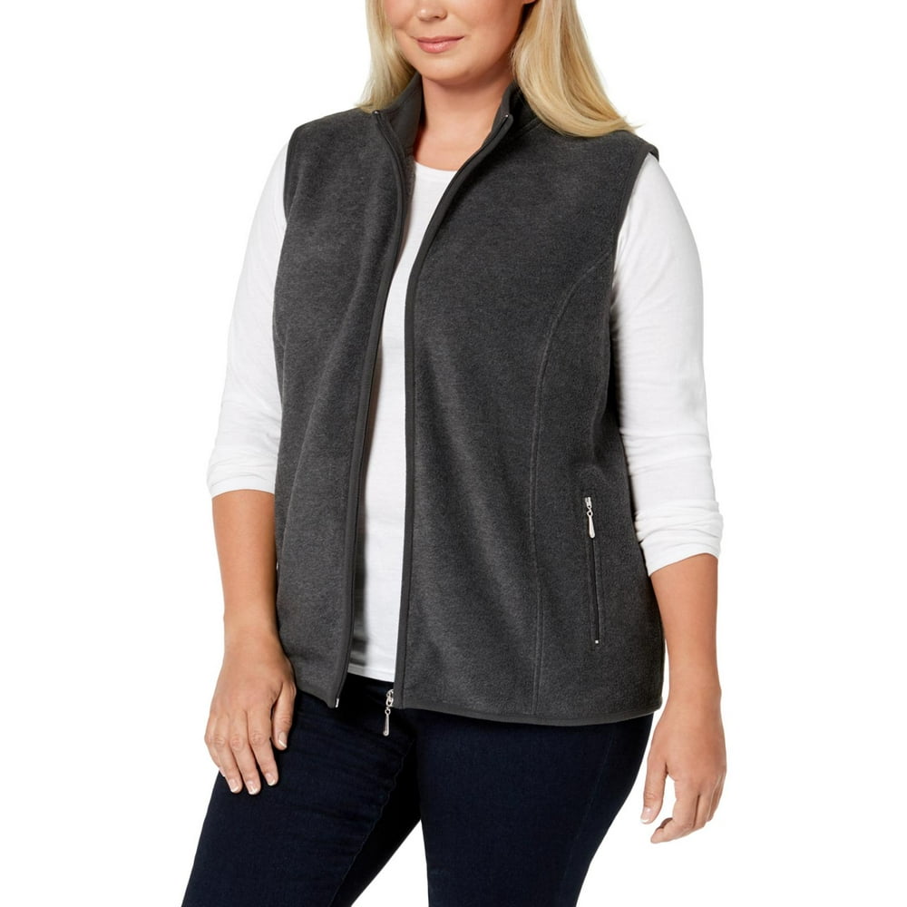 Karen Scott Karen Scott Sports Womens Plus Zeroproof Fall/Winter Fleece Outerwear Vest