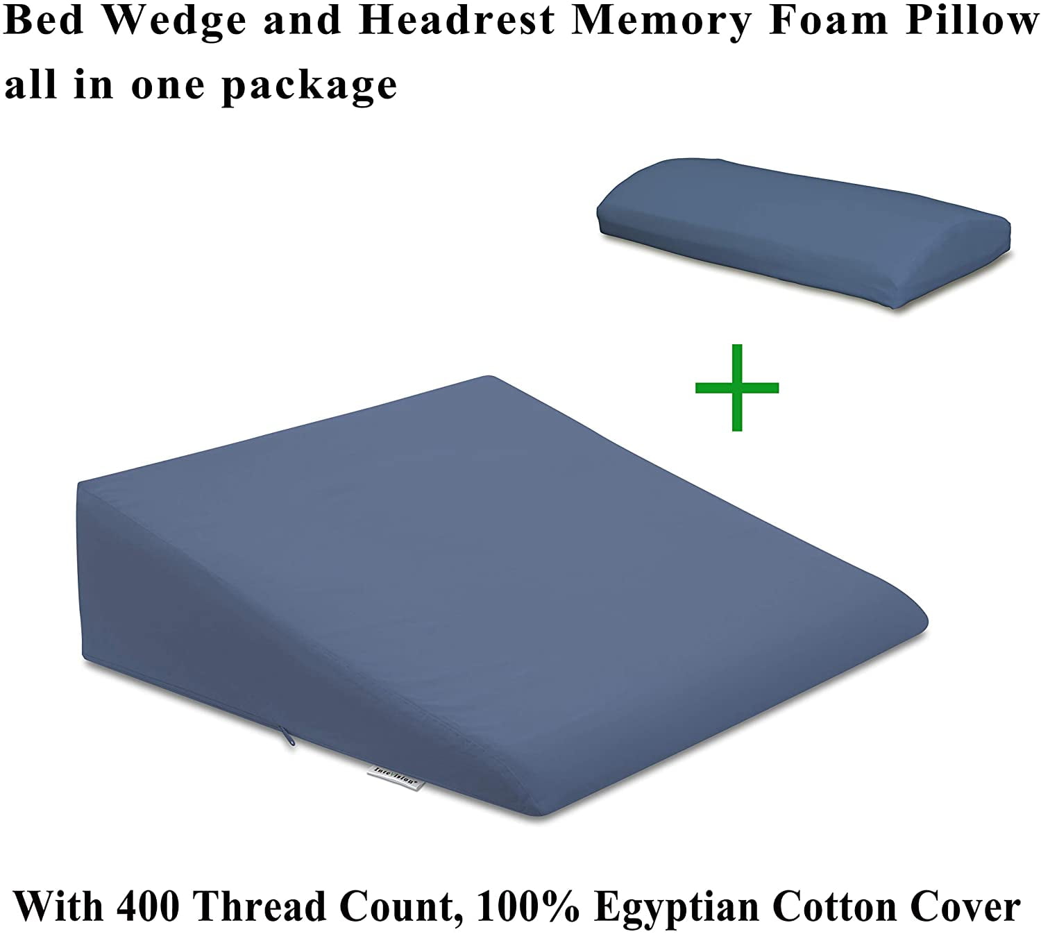 w/ 400 Thread Count 33" x 30.5" x 12" InteVision Extra Large Bed Wedge Pillow 