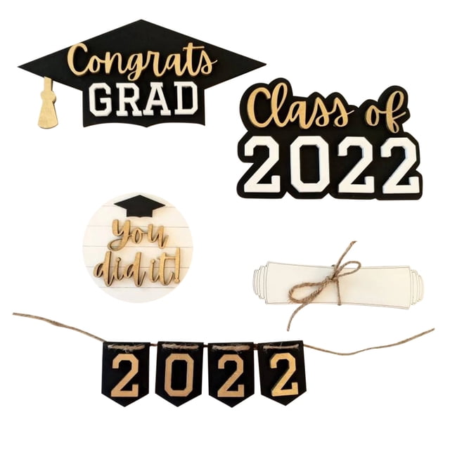 Pompotops 2022 New Graduation Season Square Graduation Wooden Pendant Ornament Clearance