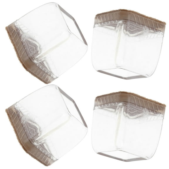 Clispeed 4-Pack Transparent Silicone Chair Leg Floor Protectors Rectangle Shape Furniture Pads