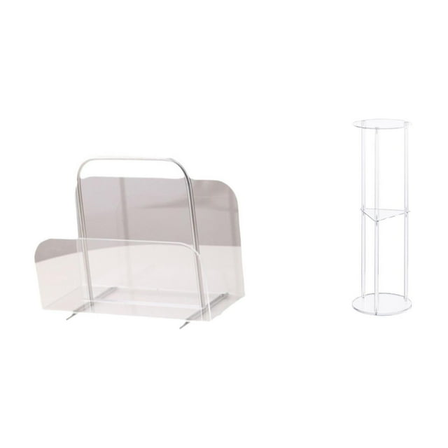 Estantería De Acrílico Para Revistas Y Libros, Organizador Con Mesa Auxiliar Transparente Para Espacios Pequeños, Recepción, Oficina, Balcón, Fácil Montaje, Decoración Multifunción.