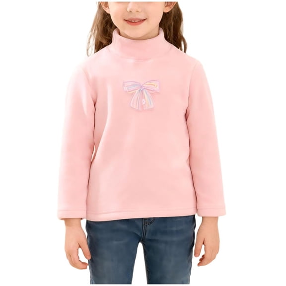 Bovxnpu Girls Long Sleeve T Shirts Kids Spring Fall Tops School Tee Fashionable Children's Semi High Neck Top Medium To Large Children's Long Sleeved Casual And Comfortable Top