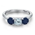 thumbnail image 3 of Gem Stone King 925 Sterling Silver Sky Blue Topaz and Blue Sapphire Engagement Ring for Women | 1.90 Cttw | Round 5MM | Gemstone November Birthstone | Size 7, 3 of 6