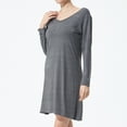 thumbnail image 4 of Defitshape Women's Long Sleeve Nightgown V Neck Cotton Blend Sleep Dress Plus Size Nightwear Stretchy Grey Large, 4 of 5