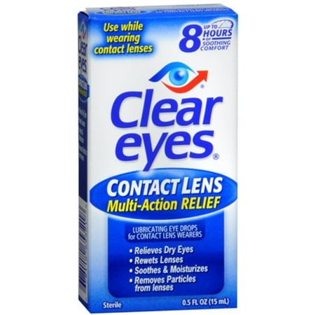 Clear Eyes Contact Lens Relief Soothing Eye Drops 0.50 oz (Pack of