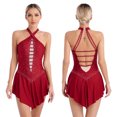 thumbnail image 3 of Vestido de baile lírico de Ballet con diamantes de imitación brillantes para mujer, vestido de baile lírico con tirantes en la espalda, vestidos de leotardo de gimnasia sin mangas con cuello Halter, 3 of 5