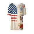thumbnail image 6 of Youpwaven Women's Independence Day V-Neck Top, Patriotic 250th Anniversary American Flag Shirt, Floral Butterfly 4th of July Graphic Tee, Short Sleeve Henley Button Up Summer Apparel, 6 of 6