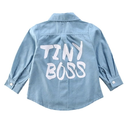 

Autumn Toddler Kids Baby Girl Shirts Tops Clothes Denim Letter Print Long Sleeve Tops Shirt Warm Coat Shirt