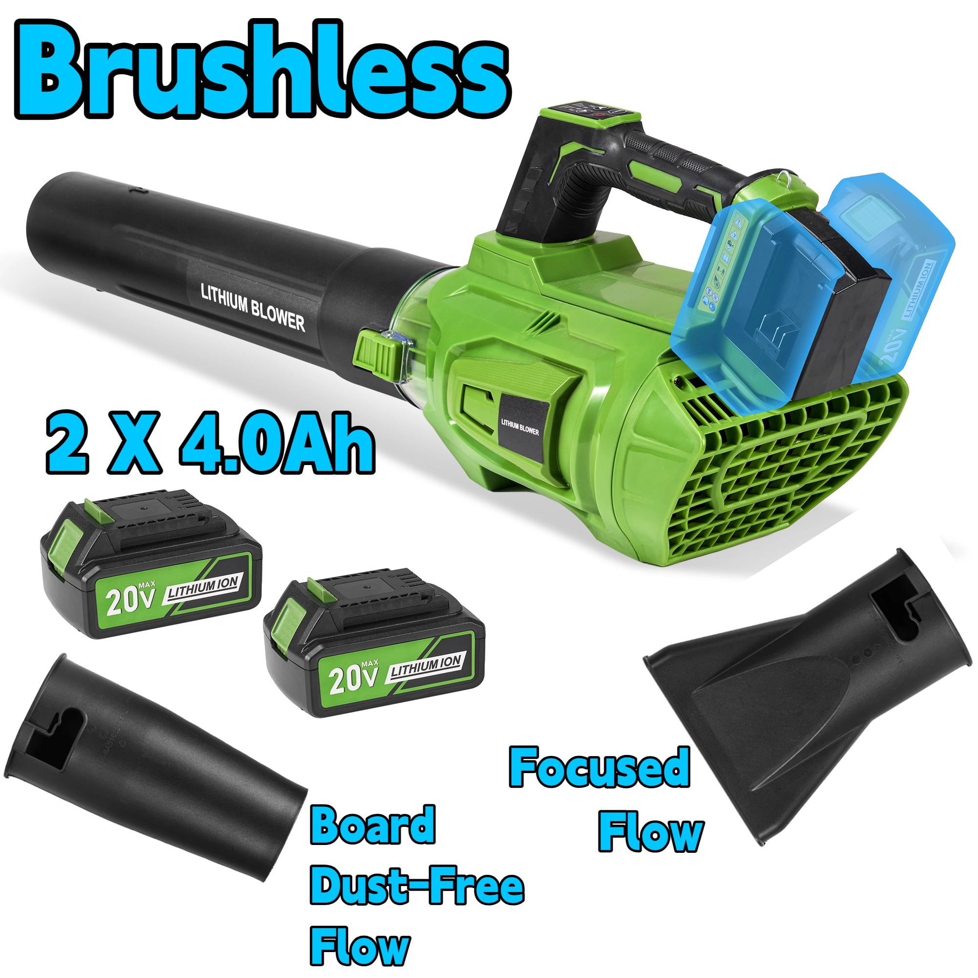Naipo 40V Leaf Blower Cordless with 2 X 4.0Ah Battery and Charger, 620CFM Electric Leaf Blower with 5 Speed & Turbo Mode & Brushless Motor, Handheld Battery Powered Blower for Lawn Care/Garden/Yard