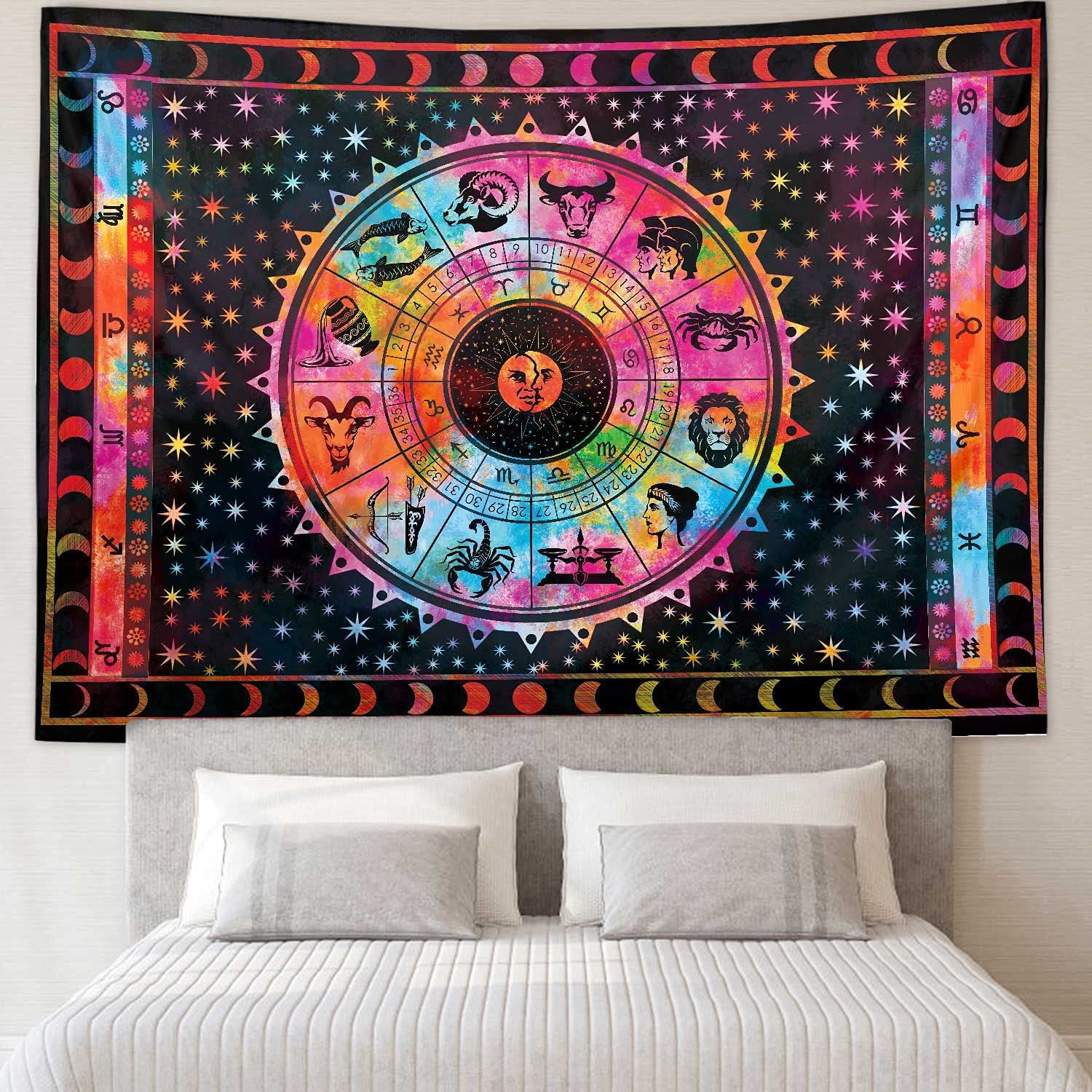Details about   Indian Wall Hanging Cotton Fabric Tapestry Small Zodiac Sunsign Design Poster 