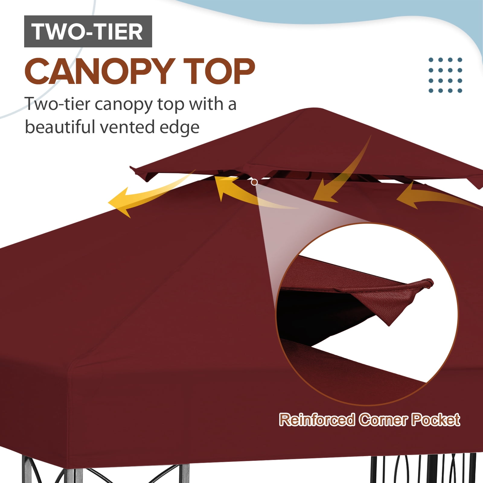 EAGLE PEAK 8 ft. x 8 ft. Outdoor Patio Gazebo with Double Roof,Red