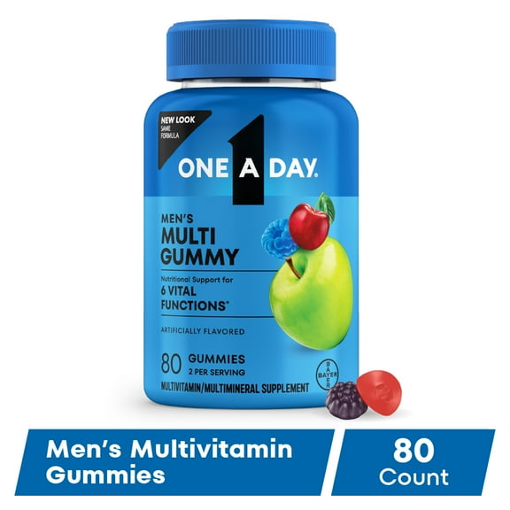 One A Day Mens Multivitamins Gummies with B Vitamins, Physical Energy Support 80 Count