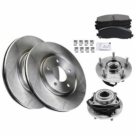 Brake Disc and Pad Kit 2-Wheel Set Compatible: Chrysler Pacifica 2017-2020 Disc Brake Rotor and Brake Pads and Wheel Hub Bearing Front Rotor Models