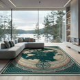 thumbnail image 2 of ODIKA 6'x9' Washable Area Rug Non-Slip, Chair-Friendly, Turtle Main Map Nautical Compass Wave Border Coral Reef Ocean Flowing Dynamic for Dining Room, Under Table, Office Décor, 2 of 7