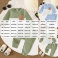 thumbnail image 3 of TOWED22 Baby Boy Clothes Fall Winter Outfits Waffle Long Sleeve Color Block Waffled Sweatshirt Pants 2Pcs Fall Clothing Set,Blue,12-18 M, 3 of 5