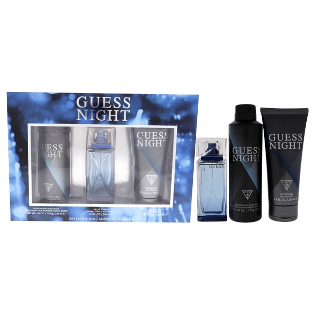 Guess Night by Guess for Men 3 Pc Gift Set 3.4oz EDT Spray 6.0oz Body Spray 6.7oz Shower Gel Walmart