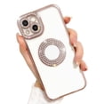thumbnail image 1 of Tasnim iPhone 15 Pro Max Case, Camera Protection with Glitter Sparkle Diamond Bling Rhinestone Shiny Cute Cover with Logo View Case Compatible with iPhone 15 Pro - Rose Gold, 1 of 5