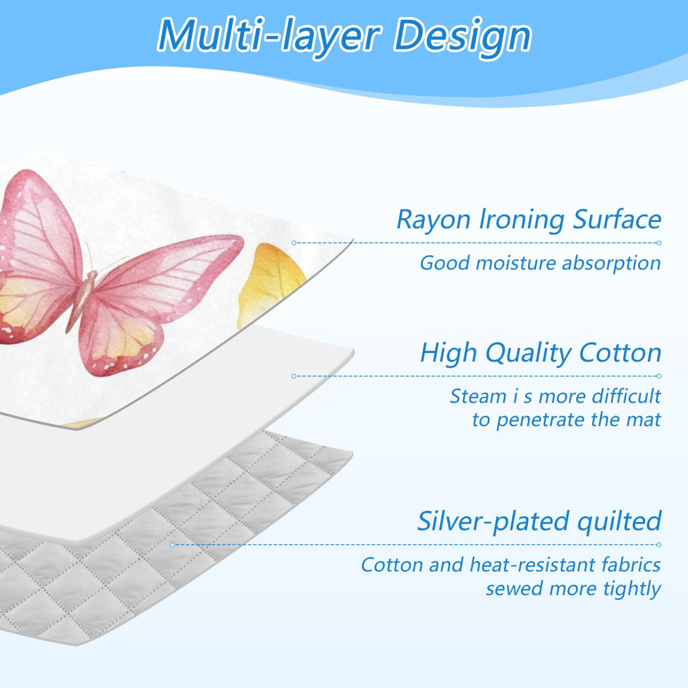 Little Butterflies Colorful Ironing Mat Blanket Portable Travel Ironing Pad Heat Resistant Pad 47.2" x 27.6”
