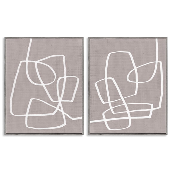 Stupell Industries Contemporary Abstract Busy Line Gray 2pc Framed Giclee Art Set, 11 x 14 each, by June Erica Vess