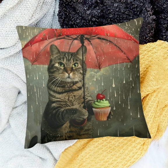 YILUYINQING Cute Cat Pillow Cushion Cover for Sofa Home Decor 18x18in