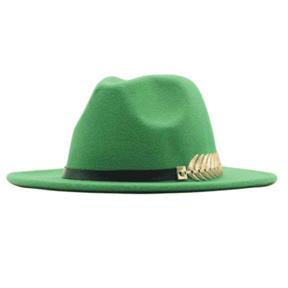 TELOLY Top Hat Autumn and Winter Woolen Fishbone Metal Buckle Gentleman'S Hat Cap Men'S and Women'S Solid Color Large Brim Jazz Hat Womens Hats,Green