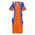 thumbnail image 3 of Vestido colgante con bolsillos para dama de honor de mujer en azul y naranja., 3 of 6