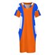 thumbnail image 3 of Vestido colgante con bolsillos para dama de honor de mujer en azul y naranja., 3 of 6