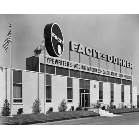 Facade of an office equipment store Canvas Art - (18 x 24)