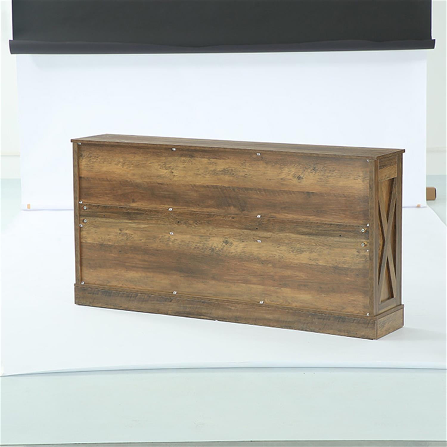 Demi Bonn 63" Console Table, Vintage Entryway Table with 3-Tier Storage Shelf, Foyer Display Table, Brown