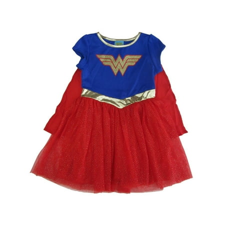 DC Comics Girls Royal Blue Red Wonder Woman Logo Cape Tutu Dress ...