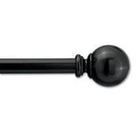 5/8-Inch Round Metal Curtain Rod, 84 to 120-Inch Adjustable Width (Black with Ball Finials)
